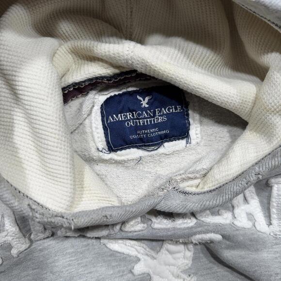 American Eagle Y2K Gray Thermal Heavyweight Logo Hoodie - Picture 5 of 5